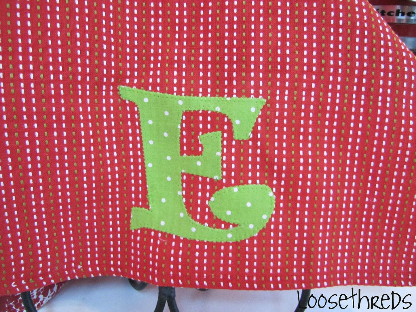 Custom Monogram Kitchen Towel – Personalized Farmhouse Tea Towel – Handmade Appliqué Initial Towel – Housewarming Gift